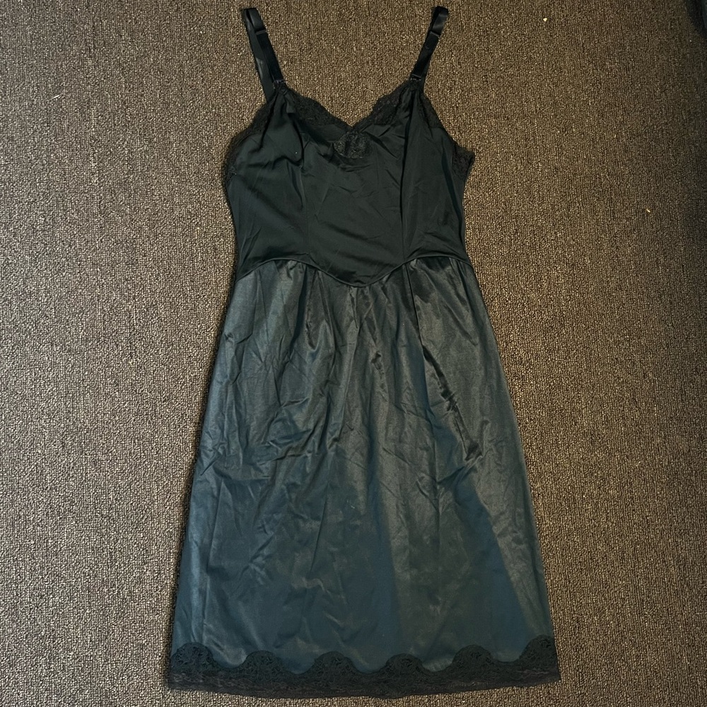 Black lace slip dress